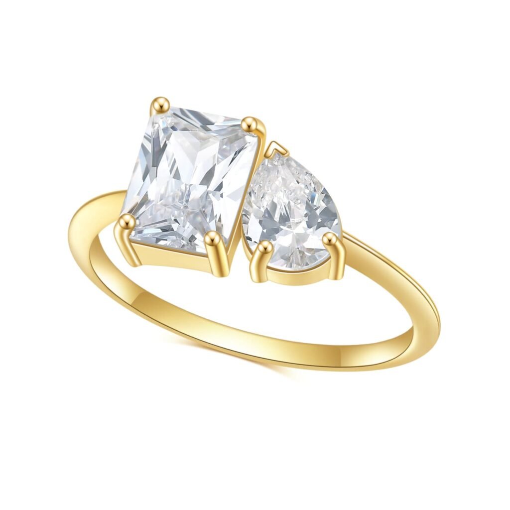 Engagement ring s925 silver with moissanite diamond ring silver rose gold yellow gold color teardrop square ring