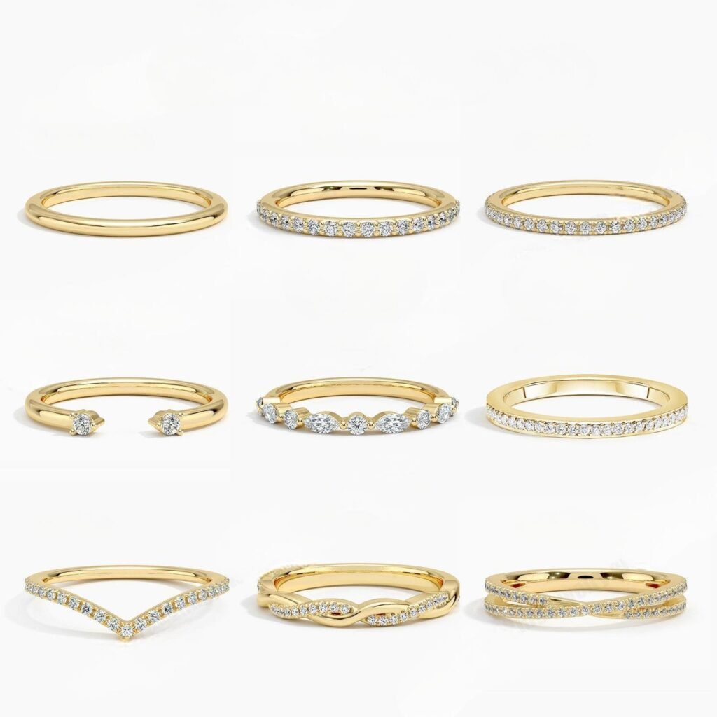 Collection s925 silver gold small ring moissanite ring stacking set of rings for women