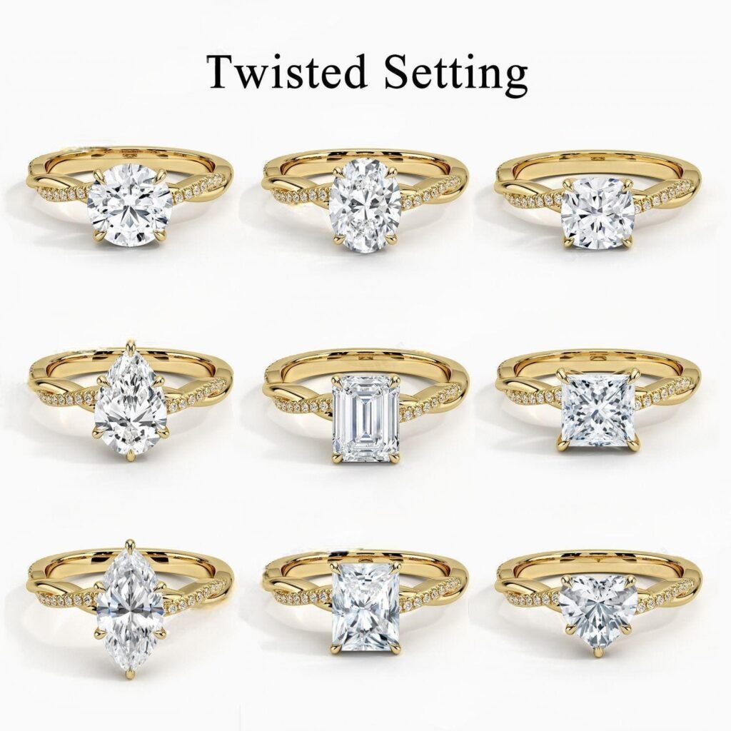 S925 Silver with Moissanite Wedding Band Gold Color Pear Cut Round oval Shape 1 Carat Ring